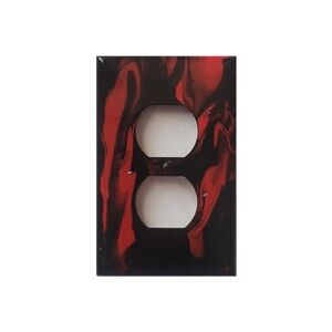 Hand Crafted Red and Black Abstract Design Duplex Outlet Wall Plate